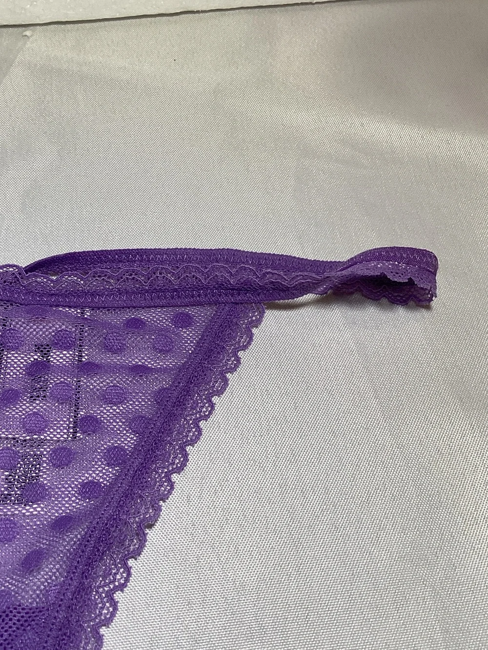 PINK Victoria's Secret Purple Sheer Dotted Lace Thong